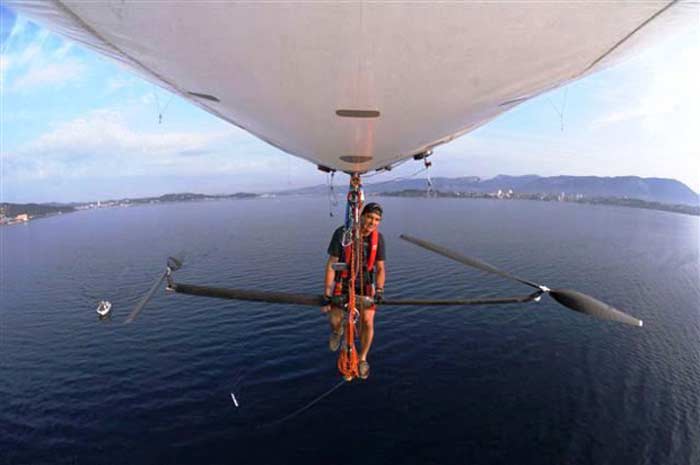 Stéphane Rousson and his pedal-powered airship